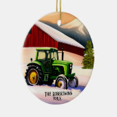 Groene Tractor en Rode Schuur Keramisch Ornament (Rechts)