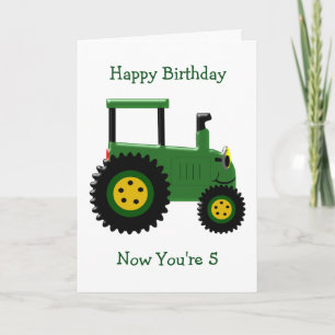 Groene Tractor Gepersonaliseerde 5e Verjaardag Kaart