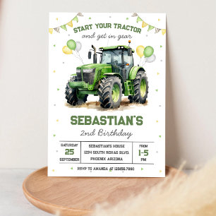 Groene Tractor Jongen Verjaardagsuitnodiging Kaart