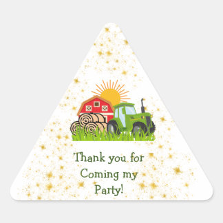 Groene Tractor | Jongens Thema Verjaardagsfeest Dr Driehoek Sticker