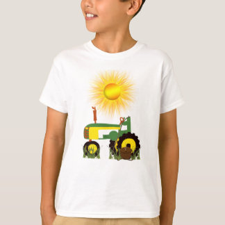 Groene Tractor met Geviste pool T-Shirt