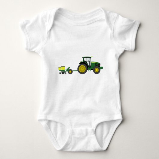 Groene Tractor met Planter Cart Romper (Voorkant)