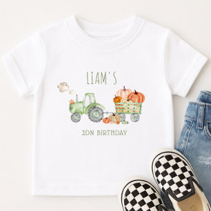 Groene Tractor & Pompoenen Verjaardags T-Shirt
