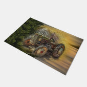 groene tractor Rustic Old Barn Deurmat (Schuin)