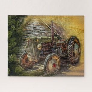 groene tractor Rustic Old Barn Legpuzzel