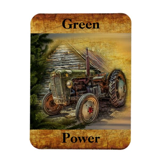 groene tractor Rustic Old Barn Magneet (Verticaal)