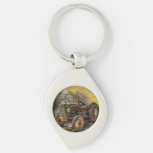 groene tractor Rustic Old Barn Sleutelhanger