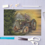 groene tractor Rustic Old Barn Tissuepapier (Craft)