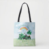  groene tractor Shamrock Naam toevoegen Draagtas (Voorkant)