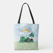  groene tractor Shamrock Naam toevoegen Draagtas (Achterkant)