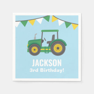 Groene Tractor Vlaggen Slingers Verjaardagsfeestje Servet