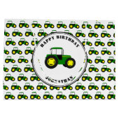 Groene tractoren Aangepast draagtas voor grote cad Groot Cadeauzakje (Achterkant)