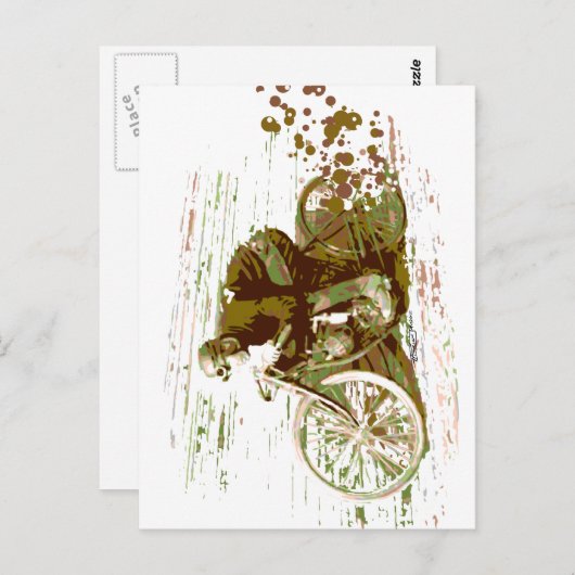 Groene treinmotor briefkaart (Voorkant / Achterkant)