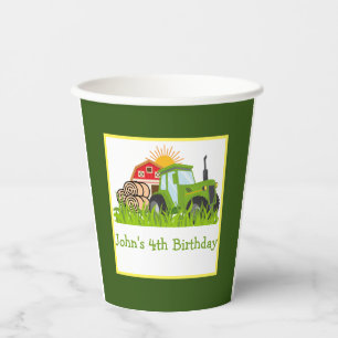 groene trekker Boerderij Thema Verjaardagsfeest Papieren Bekers