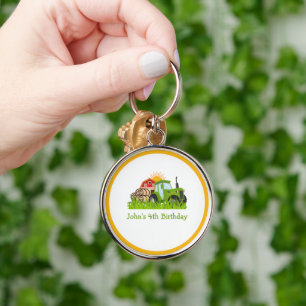 groene trekker Boerderij Thema Verjaardagsfeest Sleutelhanger