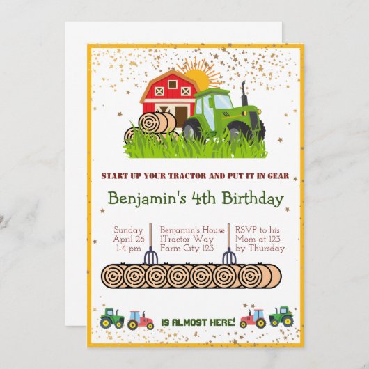 groene trekker | Jongens thema verjaardagsfeestje Kaart (Voorkant / Achterkant)