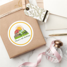 groene trekker | Jongens thema verjaardagsfeestje Ronde Sticker