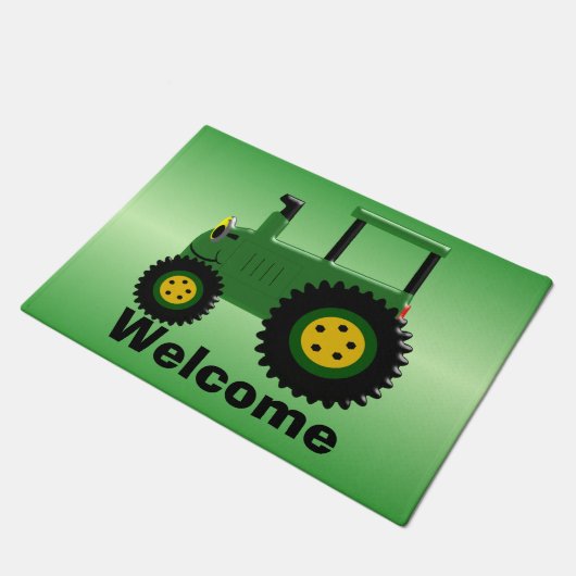 Groene trekker ontwerp gepersonaliseerd deurmat (Schuin)