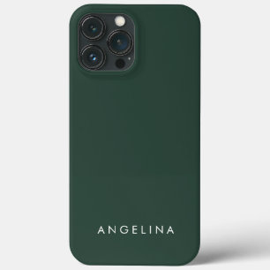 Groene Trendy Modern Minimalist Plain Voeg naam to iPhone 13 Pro Max Hoesje
