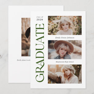 Groene Trendy Serif Meerdere Foto Afstuderen Aankondiging
