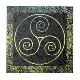 Groene Triskelion & Maple Leaf Keltische grens Tegeltje