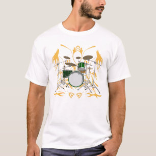 Groene trommelkit en stammenwerk: White T-Shirt