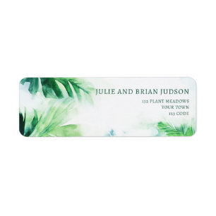 Groene Tropical Leaves Retour-adreslabel Etiket