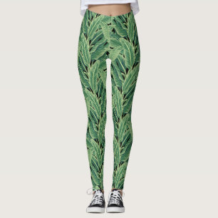 Groene tropische bananenbladeren leggings