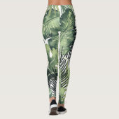 Groene tropische bladeren botanische plantkunde leggings (Achterkant)