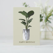 Groene tropische bladeren in een pot Happy Birthda Kaart (Staand voorkant)