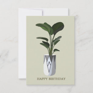 Groene tropische bladeren in een pot Happy Birthda Kaart