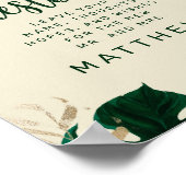 Groene Tropische Bladeren met Gold Guestbook Poster (Hoek)