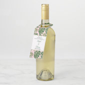 Groene tropische bladeren polka stippen roze bruil flessenhanger (Schuin)