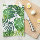 Groene tropische bladeren theedoek (Quarter Fold)