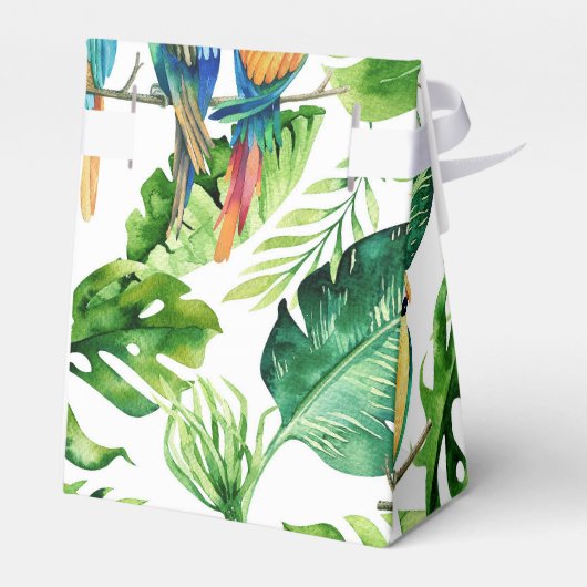 Groene tropische bladeren & vogels bruiloft gunst bedankdoosjes (Achterkant)