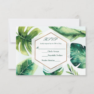 Groene tropische bladeren Witte elegante trouw-RSV RSVP Kaartje