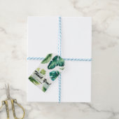Groene tropische bladeren Witte elegante trouwguns Cadeaulabel (Met Touw)