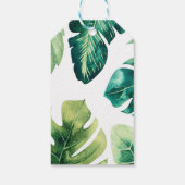 Groene tropische bladeren Witte elegante trouwguns Cadeaulabel (Achterkant)