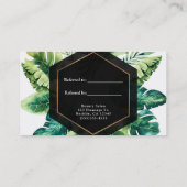 Groene tropische bladeren zwart Elegant Verwijs ee Aanbevelingskaartje (Achterkant)