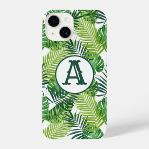 Groene tropische bladmonogram iPhone 14 hoesje
