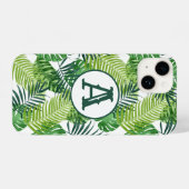 Groene tropische bladmonogram iPhone hoesje (Achterkant horizontaal)