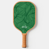 Groene tropische bladmonogram pickleball paddle (Achterkant)