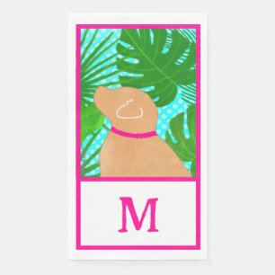 Groene Tropische Eiland Gele Hond Gast Handdoeken Servet