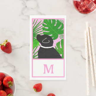 Groene tropische eiland zwarte hond gast handdoeke servet