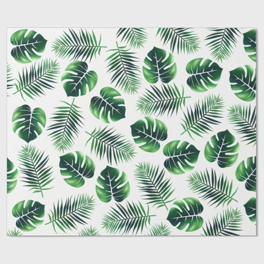 Groene tropische eilandpalmen en Oerwoud Leaf Cadeaupapier (Vlak)