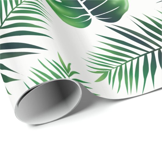 Groene tropische eilandpalmen en Oerwoud Leaf Cadeaupapier (Rol Hoek)