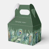 Groene tropische Indiase pauw veren bruiloft Bedankdoosjes (Achterkant)