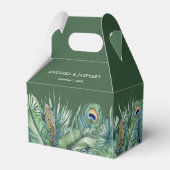 Groene tropische Indiase pauw veren bruiloft Bedankdoosjes (Voorkant Zijde)