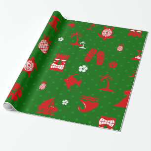 Groene tropische Kerstmis Tiki Retro Cadeaupapier