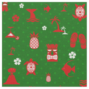 Groene tropische Kerstmis Tiki Retro Stof